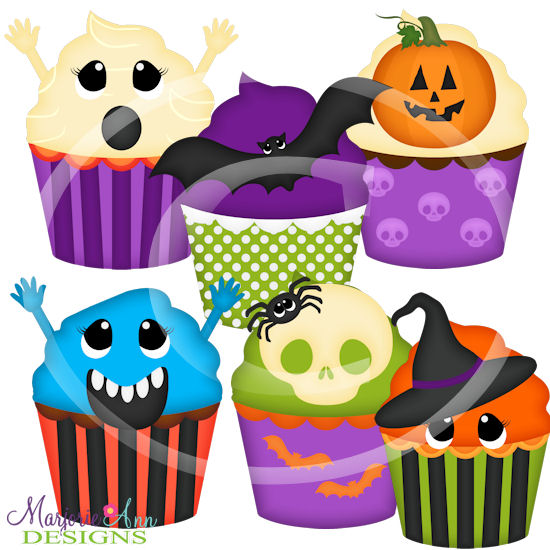 Halloween Cupcakes SVG Cutting Files + Clipart - Click Image to Close